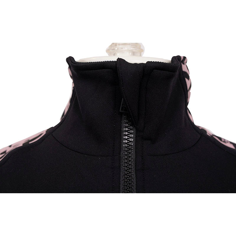 sz 1 XS NEW $925 VERSACE Black PINK LA GRECA LOGO Monogram Zip SPORTY JACKET