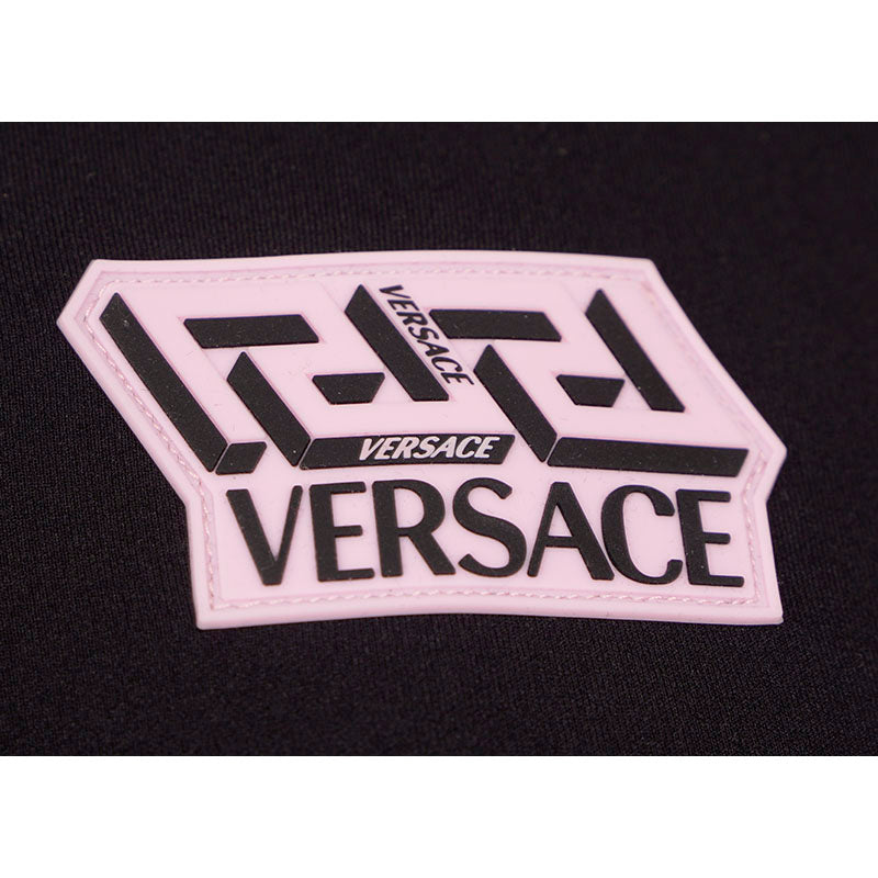 sz 1 XS NEW $925 VERSACE Black PINK LA GRECA LOGO Monogram Zip SPORTY JACKET