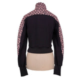 sz 1 XS NEW $925 VERSACE Black PINK LA GRECA LOGO Monogram Zip SPORTY JACKET