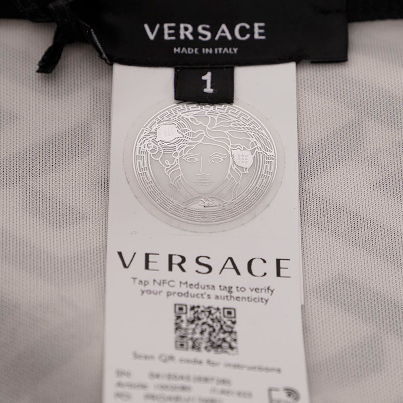 sz 1 XS NEW $925 VERSACE Black PINK LA GRECA LOGO Monogram Zip SPORTY JACKET