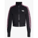 sz 1 XS NEW $925 VERSACE Black PINK LA GRECA LOGO Monogram Zip SPORTY JACKET