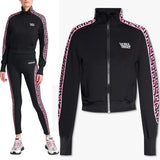 sz 1 XS NEW $925 VERSACE Black PINK LA GRECA LOGO Monogram Zip SPORTY JACKET