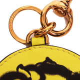 NEW $295 VERSACE Yellow SMILEY MEDUSA GRAFFITI Leather BAG CHARM KEY RING CHAIN