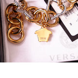 NEW $1,295 VERSACE Gold & Silver MEDUSA CHARM Heart STAR Chunky Chain NECKLACE