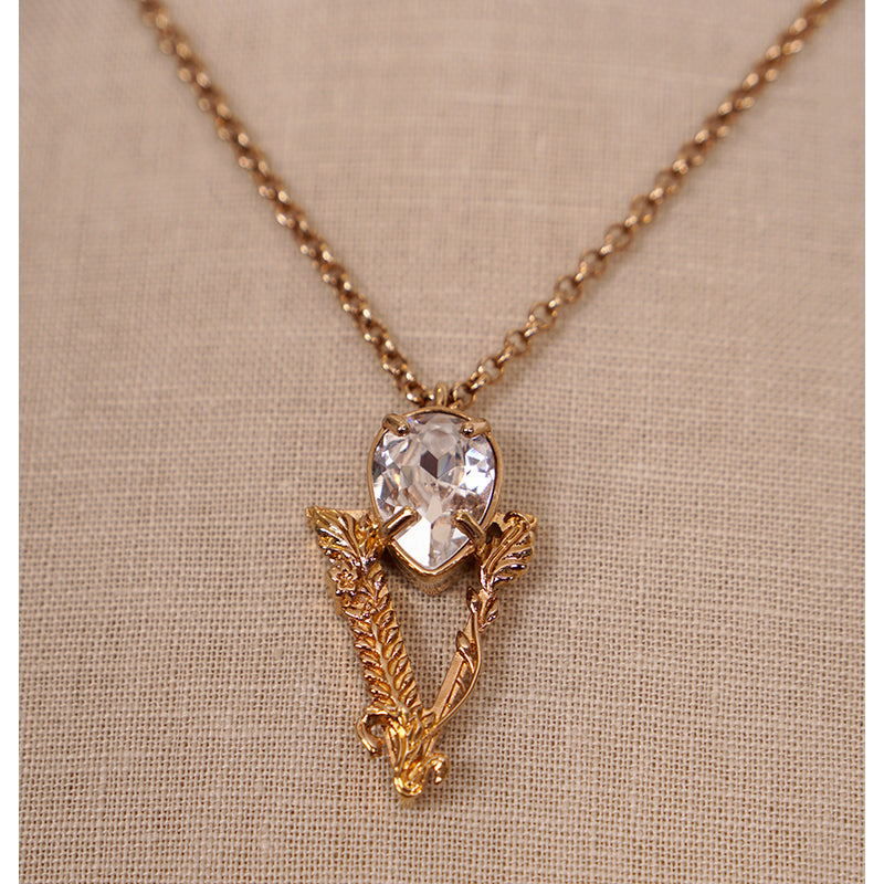 NEW $550 VERSACE White Faceted Crystal LOGO BAROCCO V Pendant & MEDUSA NECKLACE
