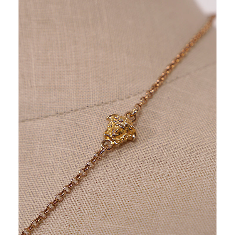 NEW $550 VERSACE White Faceted Crystal LOGO BAROCCO V Pendant & MEDUSA NECKLACE
