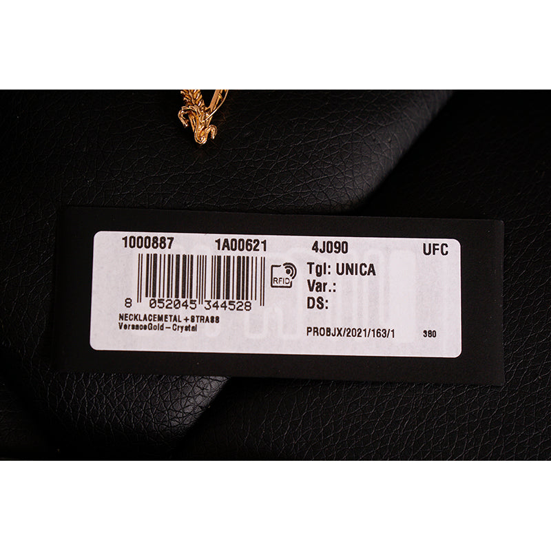 NEW $550 VERSACE White Faceted Crystal LOGO BAROCCO V Pendant & MEDUSA NECKLACE