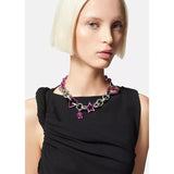 NEW $1,295 VERSACE Pink & Silver MEDUSA CHARM Heart STAR Chunky Chain NECKLACE