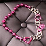 NEW $1,295 VERSACE Pink & Silver MEDUSA CHARM Heart STAR Chunky Chain NECKLACE