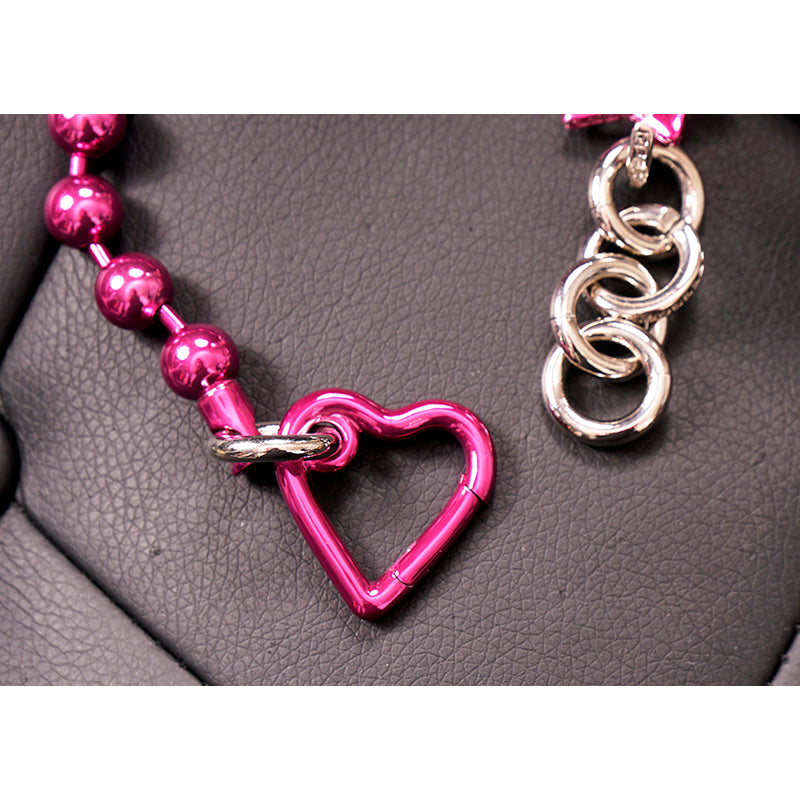 NEW $1,295 VERSACE Pink & Silver MEDUSA CHARM Heart STAR Chunky Chain NECKLACE