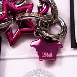 NEW $1,295 VERSACE Pink & Silver MEDUSA CHARM Heart STAR Chunky Chain NECKLACE