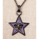 NEW $595 VERSACE RUNWAY Gunmetal Brass MEDUSA CRYSTAL Pave' CHARM STAR NECKLACE