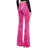 40 NEW $1,375 VERSACE RUNWAY Glossy Pink Crushed Velvet JERSEY FLARED PANTS NWT