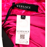 40 NEW $1,375 VERSACE RUNWAY Glossy Pink Crushed Velvet JERSEY FLARED PANTS NWT