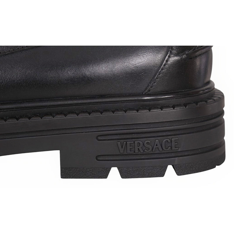 42/43 US 9/10 NEW $925 VERSACE Mens Black Leather CHUNKY SOLES Adriano Penny LOAFERS