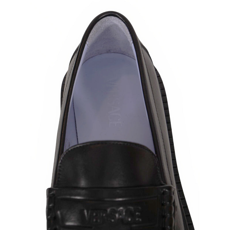 42/43 US 9/10 NEW $925 VERSACE Mens Black Leather CHUNKY SOLES Adriano Penny LOAFERS