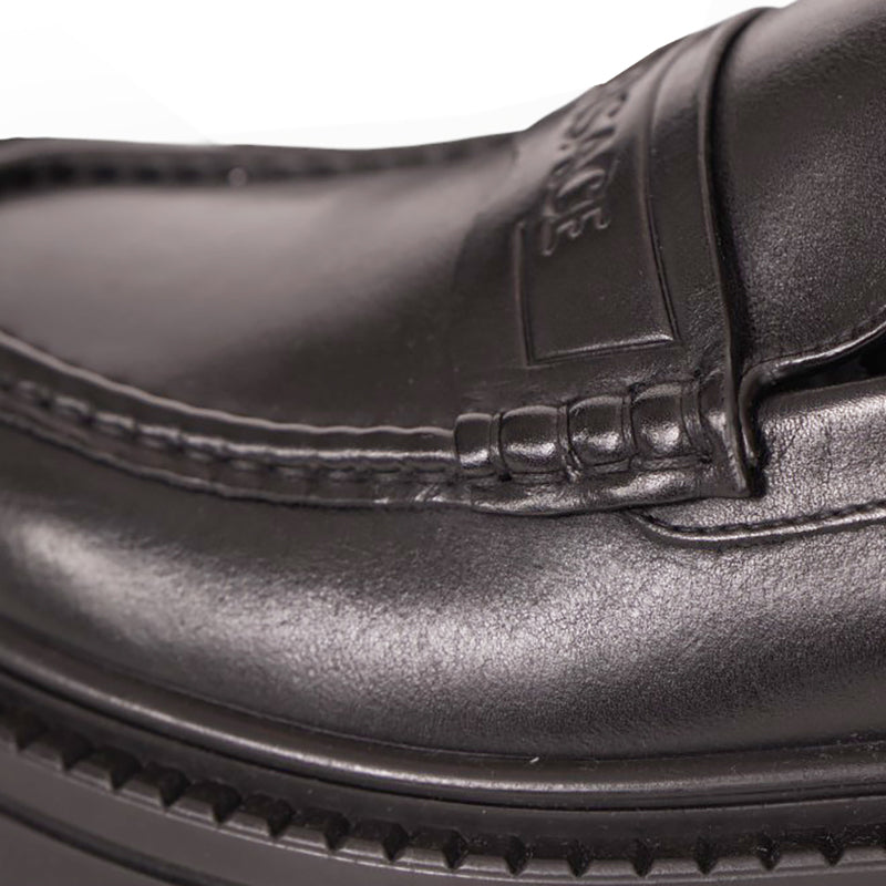 42/43 US 9/10 NEW $925 VERSACE Mens Black Leather CHUNKY SOLES Adriano Penny LOAFERS