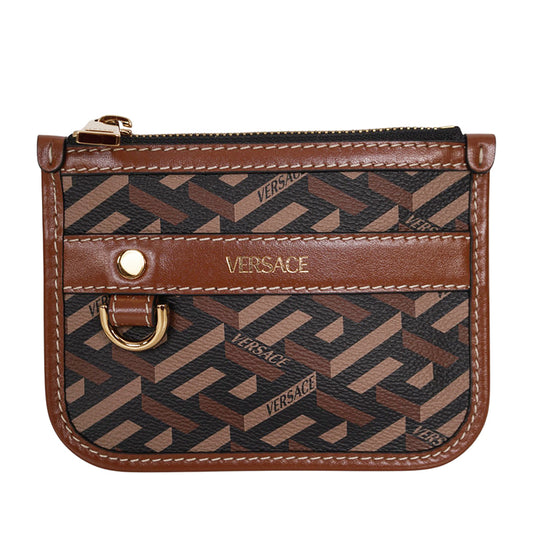 NEW $295 VERSACE Brown Caramel RUNWAY LA GRECA MODULAR Zip POUCH Travel BAG NIB
