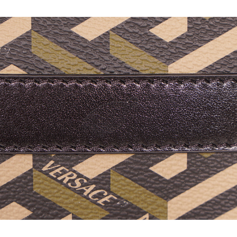 NEW $495 VERSACE Army Green LA GRECA LOGO Small Pouch MODULAR CLUTCH Zip BAG NWT