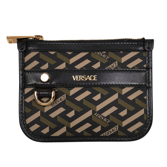 NEW $295 VERSACE Army Green RUNWAY LA GRECA MODULAR Zip POUCH Travel BAG NIB