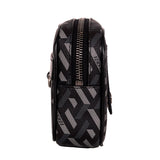 NEW $325 VERSACE Black Gray Coated Canvas LA GRECA MODULAR SQUARE Bag POUCH NIB
