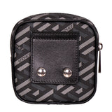 NEW $325 VERSACE Black Gray Coated Canvas LA GRECA MODULAR SQUARE Bag POUCH NIB