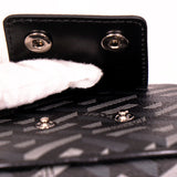 NEW $325 VERSACE Black Gray Coated Canvas LA GRECA MODULAR SQUARE Bag POUCH NIB