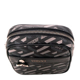NEW $325 VERSACE Black Gray Coated Canvas LA GRECA MODULAR SQUARE Bag POUCH NIB