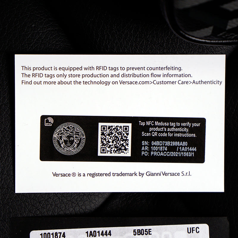 NEW $325 VERSACE Black Gray Coated Canvas LA GRECA MODULAR SQUARE Bag POUCH NIB