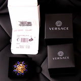 US 6.5 NEW $675 VERSACE Blue Green Champagne CRYSTAL Brass MEDUSA LOGO RING NIB