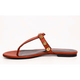 36.5 NEW $695 VERSACE Red Leather MEDUSA LOGO STUDDED Thong TRIBUTE FLAT SANDALS