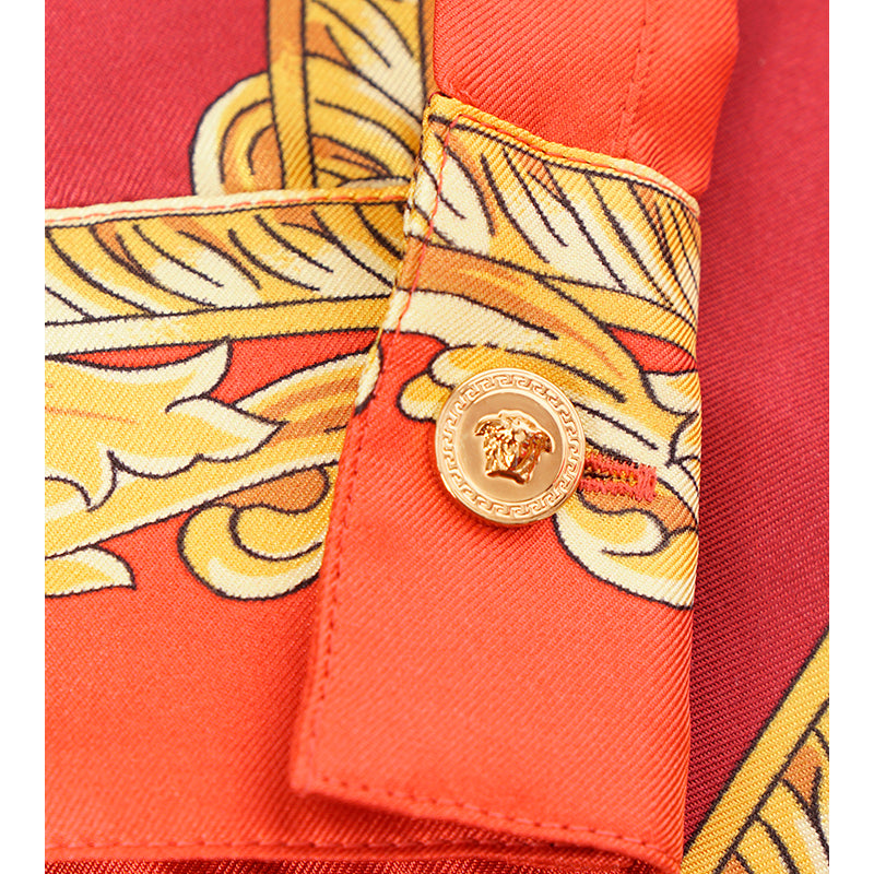 38 NEW $1,575 VERSACE Red Silk LUNAR NEW YEAR of TIGER PRINT Blouse SHIRT TOP XS