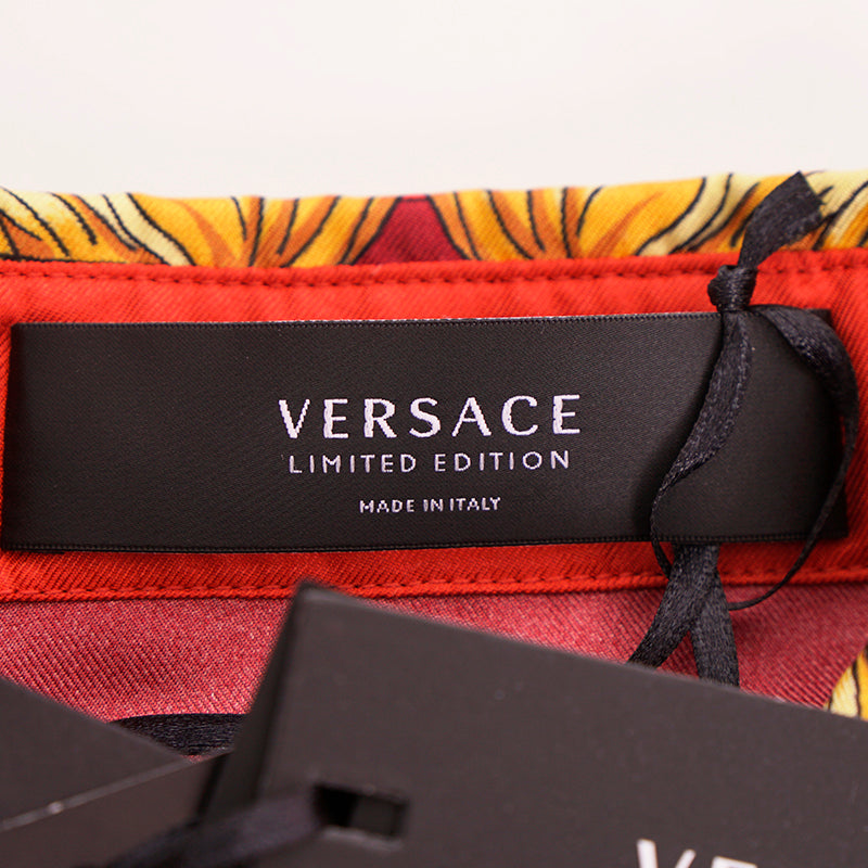 38 NEW $1,575 VERSACE Red Silk LUNAR NEW YEAR of TIGER PRINT Blouse SHIRT TOP XS