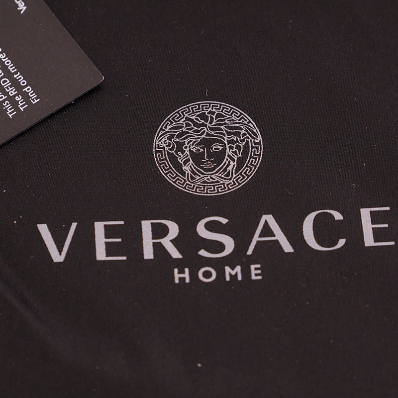 M NEW $250 VERSACE Black Allover Logo MEDUSA Cotton Terry BEDROOM ICON SLIPPERS
