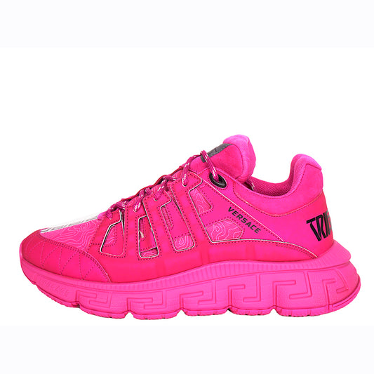 41 NEW $990 VERSACE Men's HOT PINK Nylon Low Top TRIGRECA Logo SNEAKERS NIB
