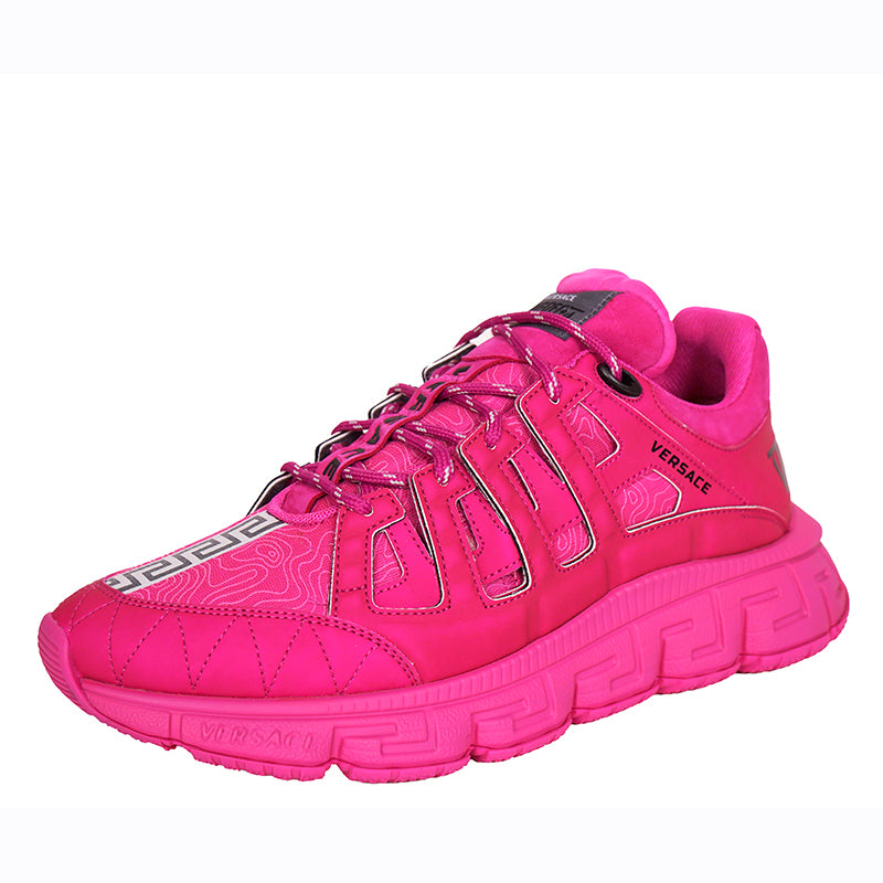 41 NEW $990 VERSACE Men's HOT PINK Nylon Low Top TRIGRECA Logo SNEAKERS NIB