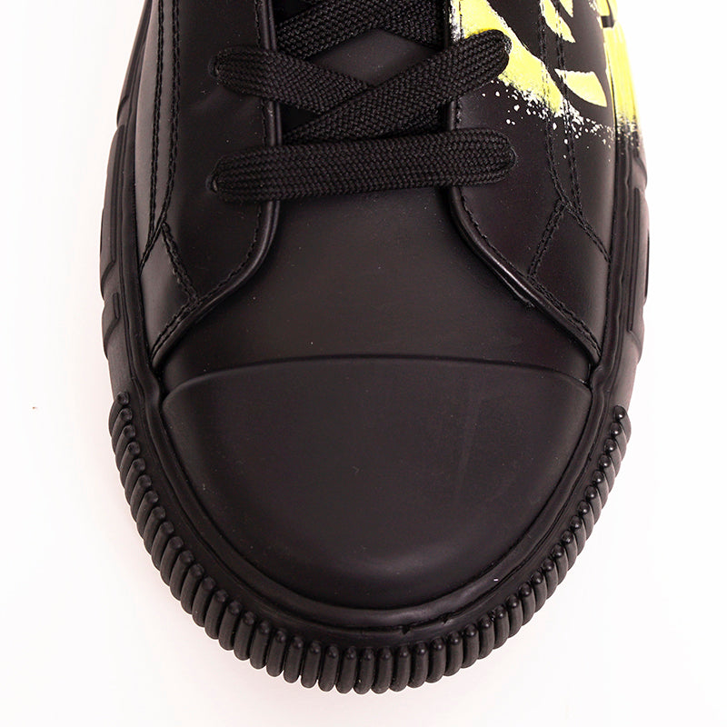 43 US 10 NEW $850 VERSACE Men Black Leather SMILEY MEDUSA LOGO High-top SNEAKERS