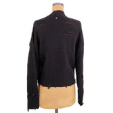 44 NEW $1250 VERSACE Womans RUNWAY Black 100% Wool RAW EDGE RIPPED Edgy SWEATER