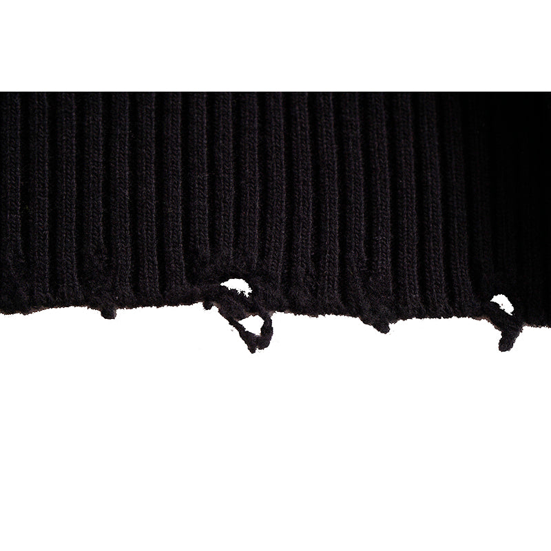 44 NEW $1250 VERSACE Womans RUNWAY Black 100% Wool RAW EDGE RIPPED Edgy SWEATER