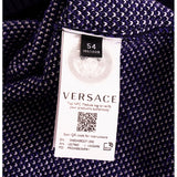 52 NEW $1,050 VERSACE Men's Navy Blue VARSITY V LOGO Fine Knit Cotton SWEATER