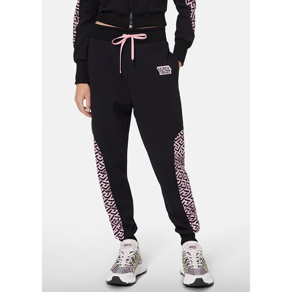 sz 3 US M NEW $625 VERSACE Black PINK LA GRECA LOGO Jersey Sporty JOGGER PANTS