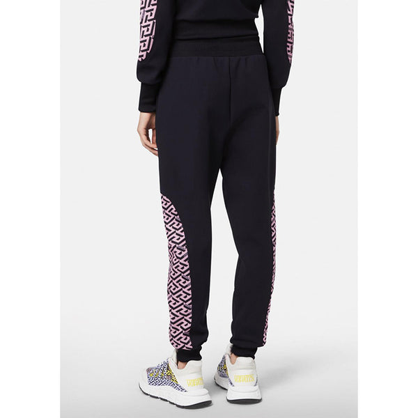 sz 3 US M NEW $625 VERSACE Black PINK LA GRECA LOGO Jersey Sporty JOGGER PANTS