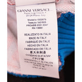 42 NEW $1175 VERSACE Woman's Orange Blue LA GRECA LOGO Cotton CROPPED SWEATSHIRT