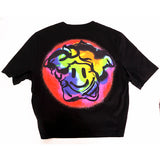 XS 36 NEW $775 VERSACE Black LOGO MEDUSA SMILEY Back T-Shirt Tee w/ SAFETY PIN BROOCH