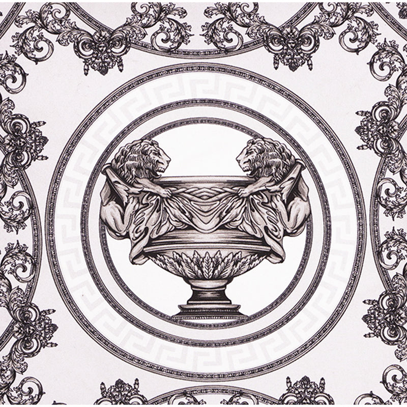 NEW $450 VERSACE Silver Gray Silk LION MEDUSA Baroque Double-Sided 17.5" PILLOW