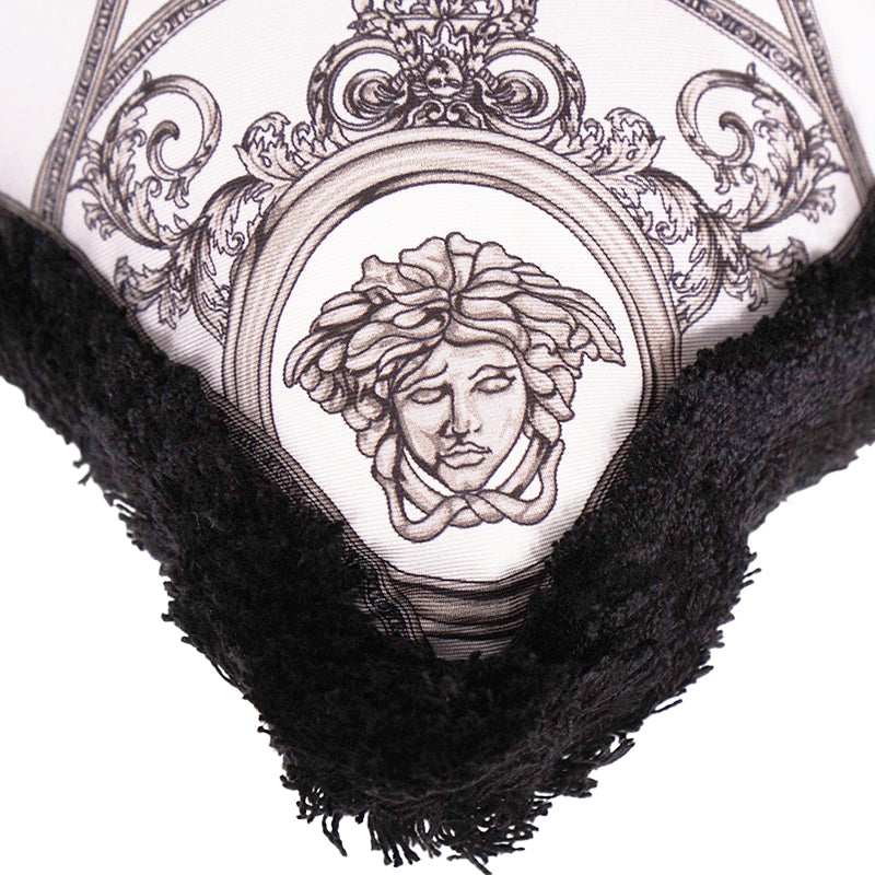 NEW $450 VERSACE Silver Gray Silk LION MEDUSA Baroque Double-Sided 17.5" PILLOW