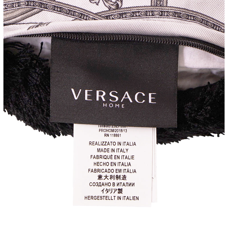 NEW $450 VERSACE Silver Gray Silk LION MEDUSA Baroque Double-Sided 17.5" PILLOW