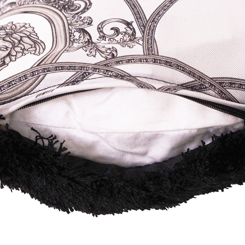 NEW $450 VERSACE Silver Gray Silk LION MEDUSA Baroque Double-Sided 17.5" PILLOW