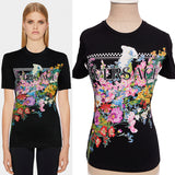 38/40 NEW $650 VERSACE Black LOGO IN BLOOM Jersey Stretch FITTED T-Shirt TEE TOP XS
