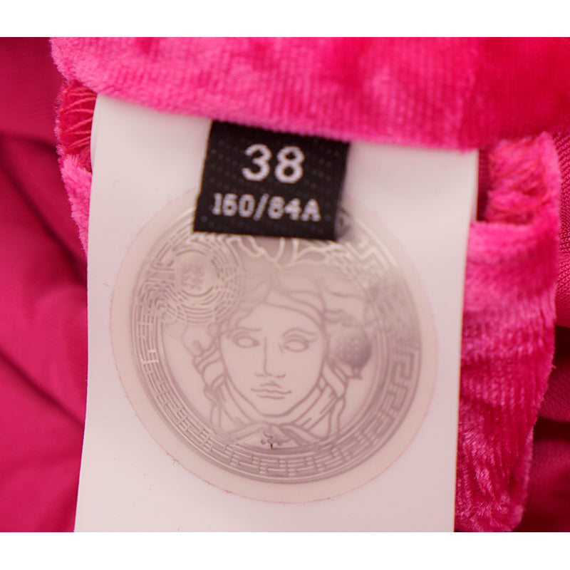 sz 38 NEW $1,625 VERSACE RUNWAY Pink Velvet Jersey WRAP AROUND MEDUSA Hoodie TOP